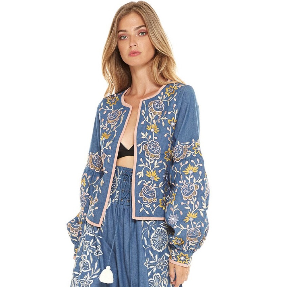 Zevon Embroidered Denim Jacket